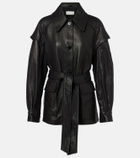 Nour Hammour Perrin belted leather jacket