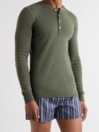 Schiesser - Cotton-Jersey Henley T-Shirt - Green