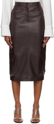Olēnich Brown Cargo Faux-Leather Midi Skirt