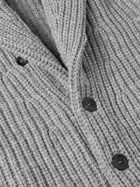 Incotex - Slim-Fit Shawl-Collar Ribbed Wool Cardigan - Gray