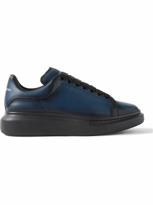 Photo: Alexander McQueen - Exaggerated-Sole Leather Sneakers - Blue