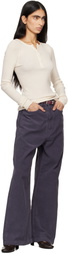 TONYWACK Purple Washed Corduroy Wide-Leg Trousers