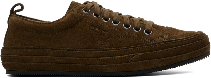 Photo: TOM FORD Brown Suede Dean Sneakers