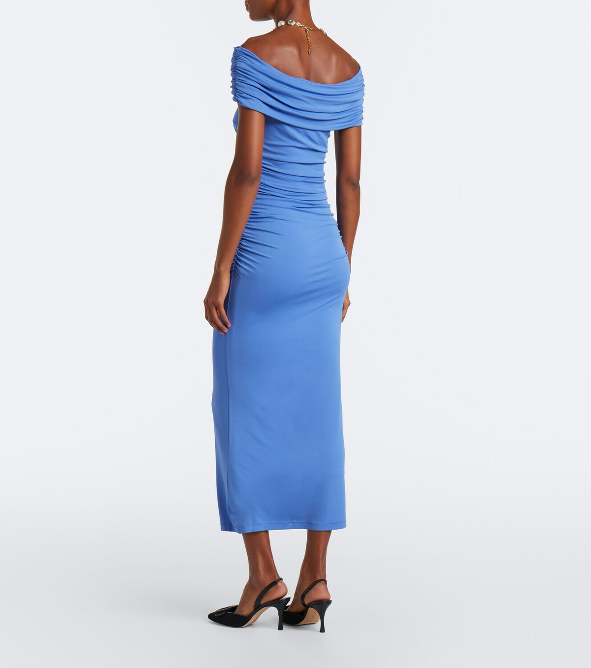 Carolina Herrera Ruched off-shoulder jersey midi dress