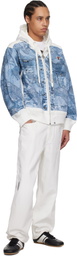 AAPE by A Bathing Ape White & Blue 'AAPE' Main Light Weight Denim Jacket