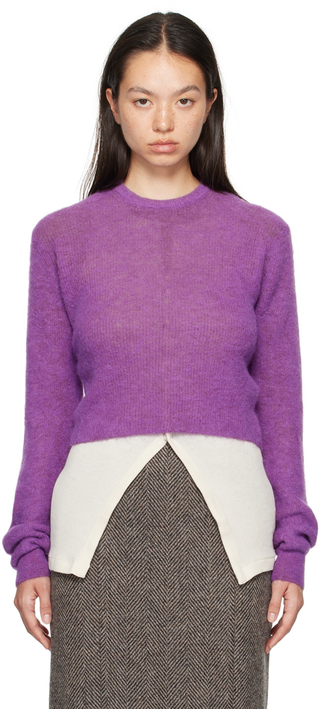 【未使用】AURALEE BABY SURI ALPACA SHEER KNIT Auralee Baby Suri Knit Alpaca Sheer Knit Sweater in Purple