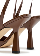 Stuart Weitzman Val 85 Patent Leather Sandals Brown