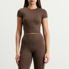 Nike Women's x SKIMS Matte Corset Short Sleeve Crop Top in Dark Sepia