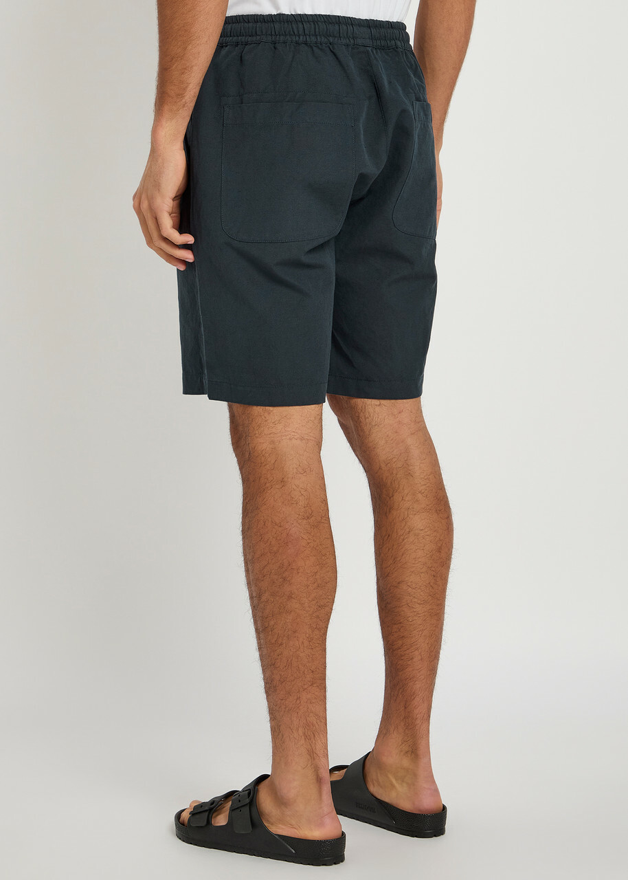 Universal Works Simple Linen-blend Shorts Navy