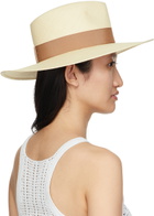 Maison Michel Beige Straw Charles Fedora Hat