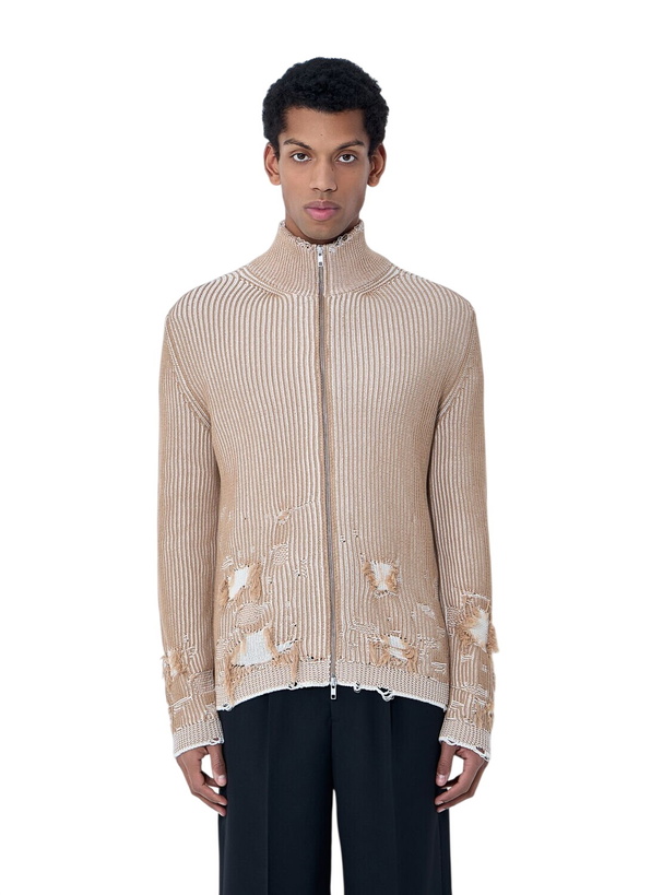 Photo: MM6 Maison Margiela Distressed Ribbed High-Neck Sweater