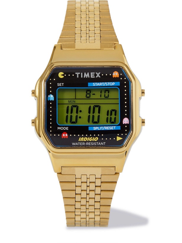 Photo: TIMEX - Pac-Man T80 34mm Gold-Tone Stainless Steel Digital Watch