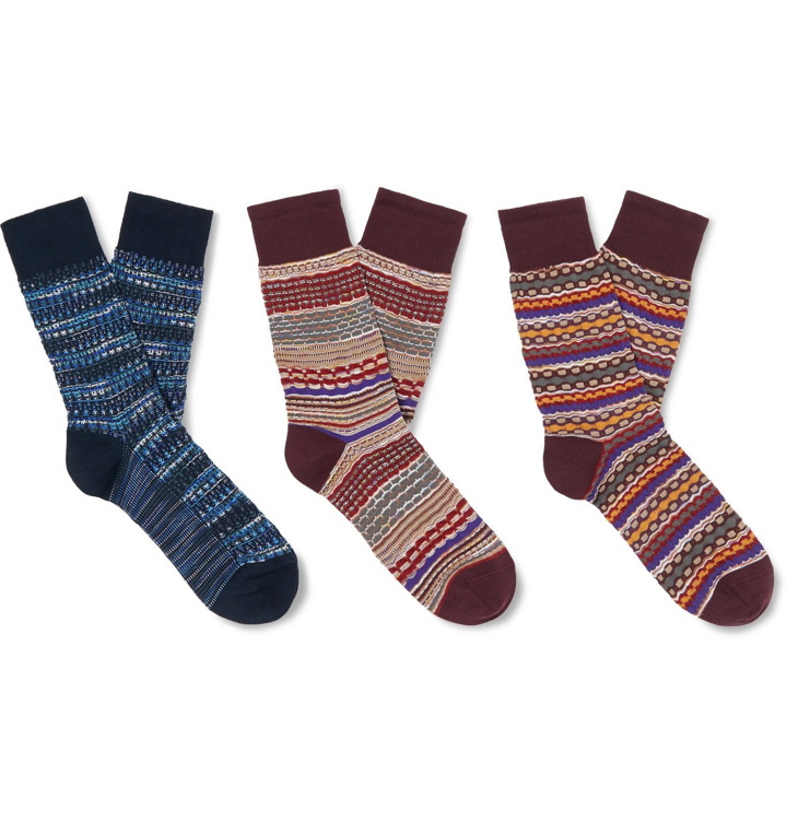 Photo: Missoni - Three-Pack Crochet-Knit and Cotton-Blend Socks - Multi