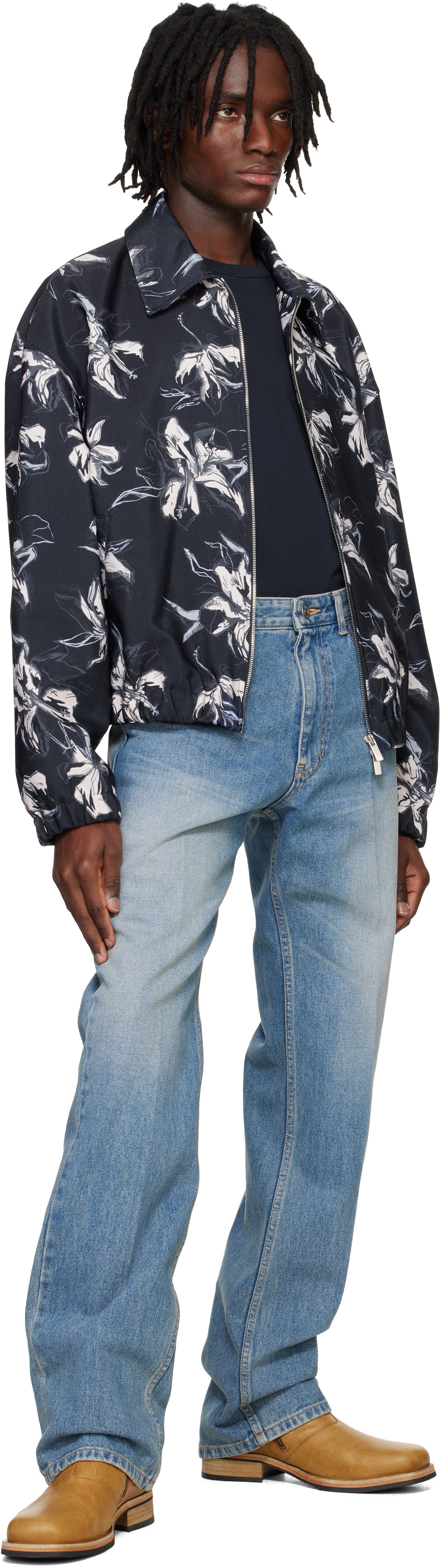 System Blue Straight Slim Bootscut Denim Jeans
