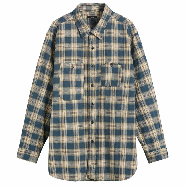 Photo: Engineered Garments Men's Plaid Jacquard Work Shirt in Navy