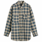 Engineered Garments Men's Plaid Jacquard Work Shirt in Navy