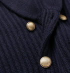 Brunello Cucinelli - Shawl-Collar Double-Breasted Ribbed Cashmere Cardigan - Men - Navy