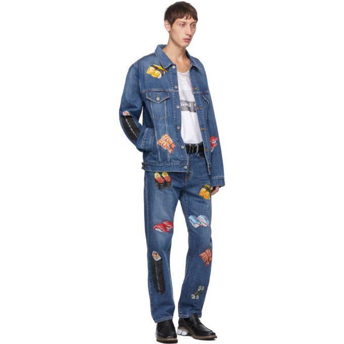 Doublet Blue Hand-Painted Food Jeans Doublet