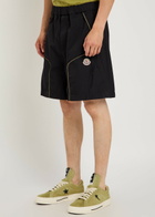 Moncler Logo Contrast-stitch Cotton-poplin Shorts Black