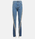 Mugler - Spiral tassel-trimmed skinny jeans