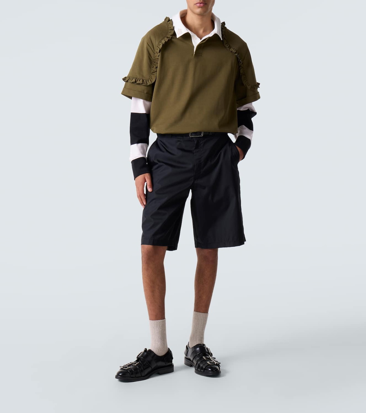 Simone Rocha Layered ruffled cotton jersey polo shirt