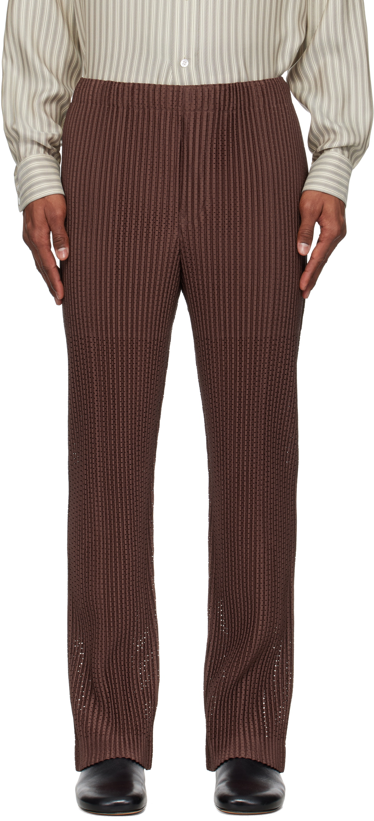 HOMME PLISSÉ ISSEY MIYAKE Brown Outer Mesh Trousers Homme
