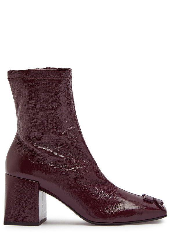 Photo: Courrèges Reedition Crinkled Vinyl Ankle Boots Burgundy