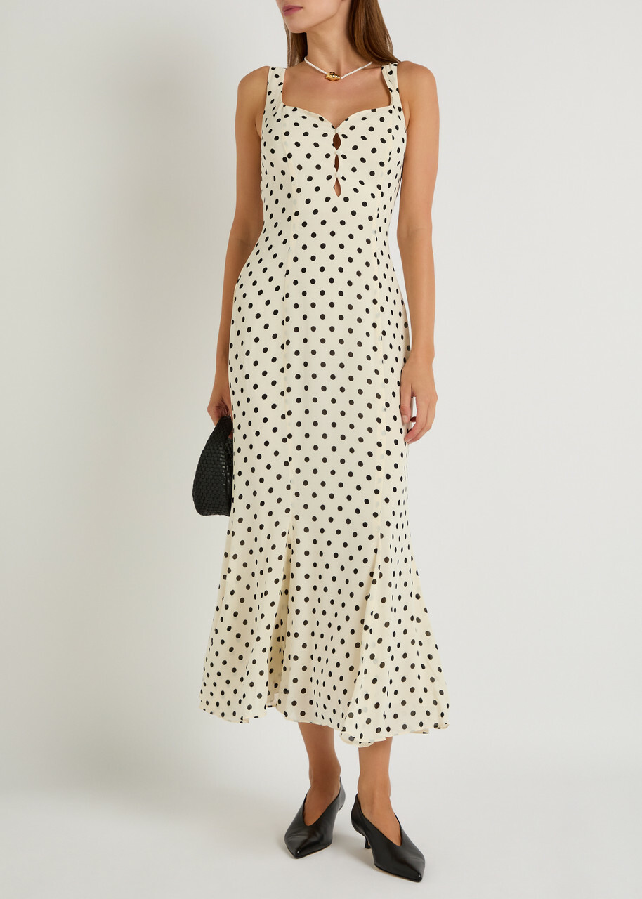 Reformation Laine Polka dot Georgette Maxi Dress Black And White Reformation Reformation Laine Polka dot Georgette Maxi Dress Black And White Reformation
