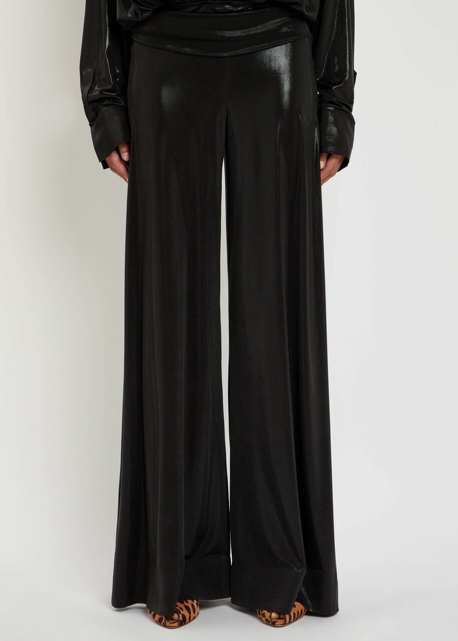 Norma Kamali Elephant Pearlescent Stretch-jersey Trousers Black