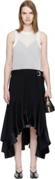 sacai Black & Off-White Suiting Satin Midi Dress