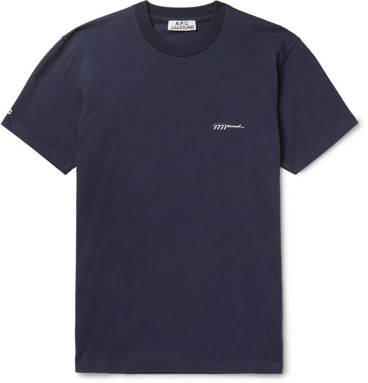 Photo: A.P.C. - JJJJound Logo-Print Cotton-Jersey T-Shirt - Blue