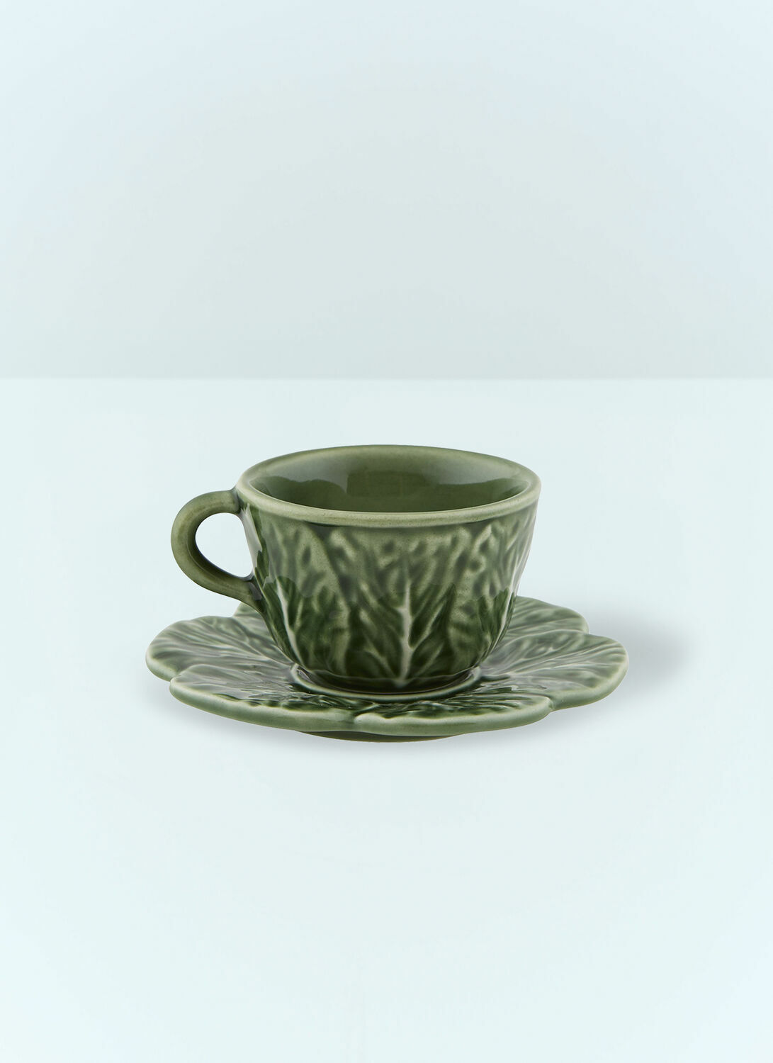 Bordallo Pinheiro Set Of Four Couve Coffee Cups And Saucers