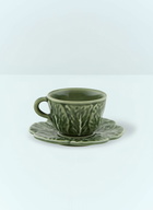 Bordallo Pinheiro Set Of Four Couve Coffee Cups And Saucers