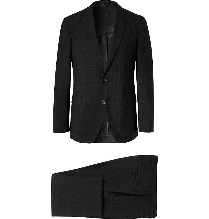 Photo: Hugo Boss - Helford Slim-Fit Stretch-Wool and Cotton-Blend Seersucker Suit - Black