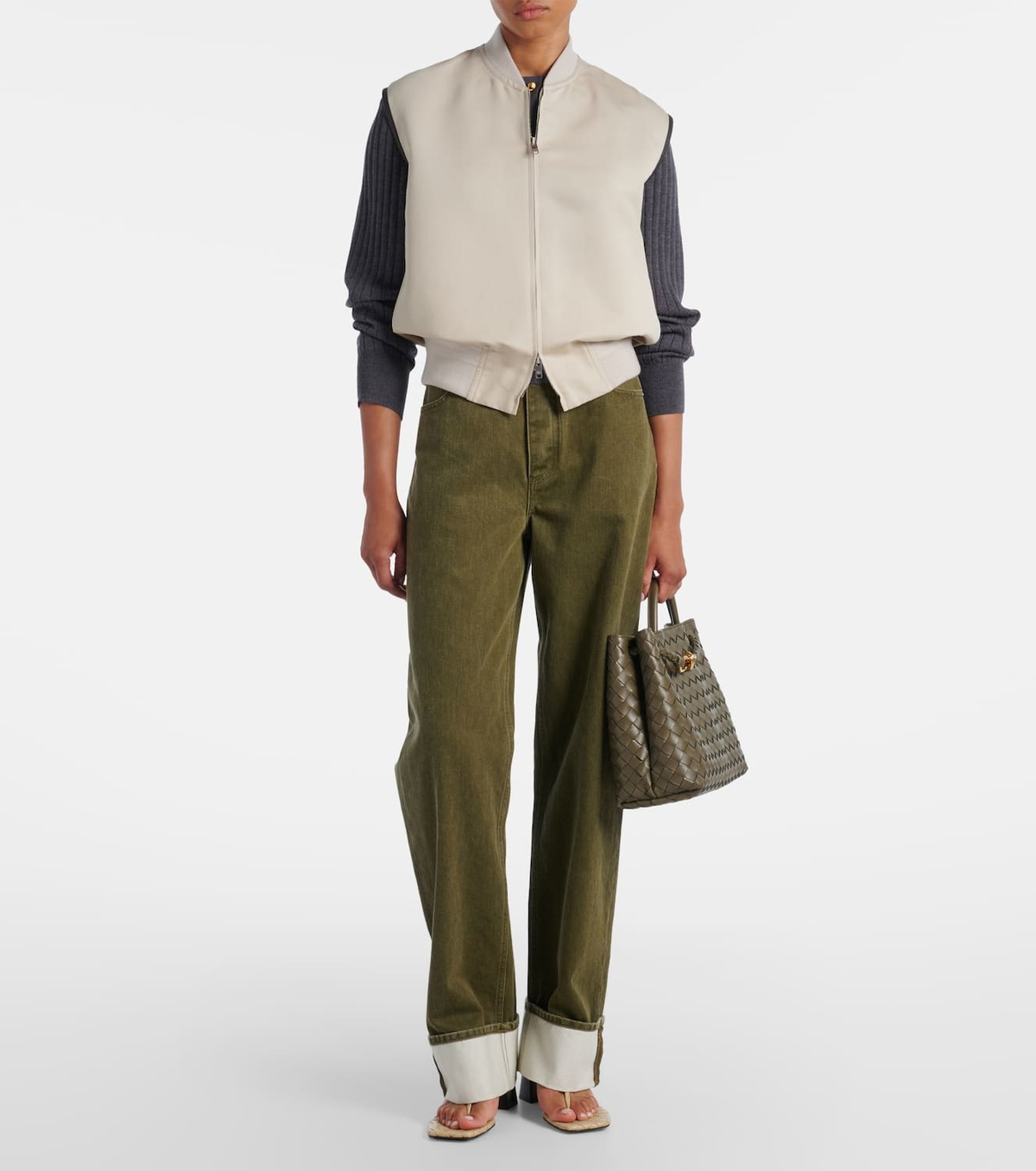 Bottega Veneta Leather-trimmed cotton and silk vest