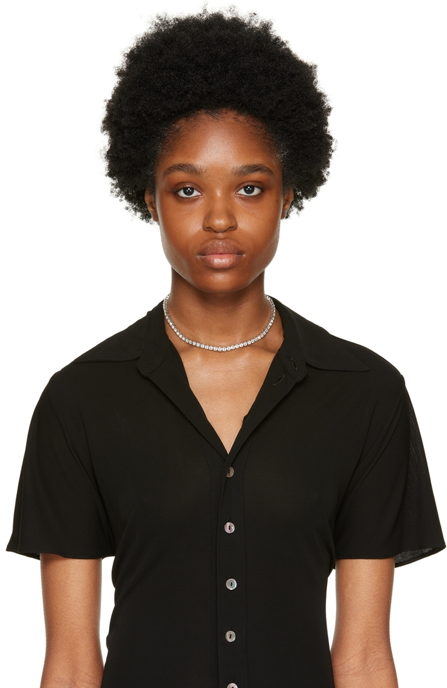 Amina Muaddi Silver Tennis Necklace