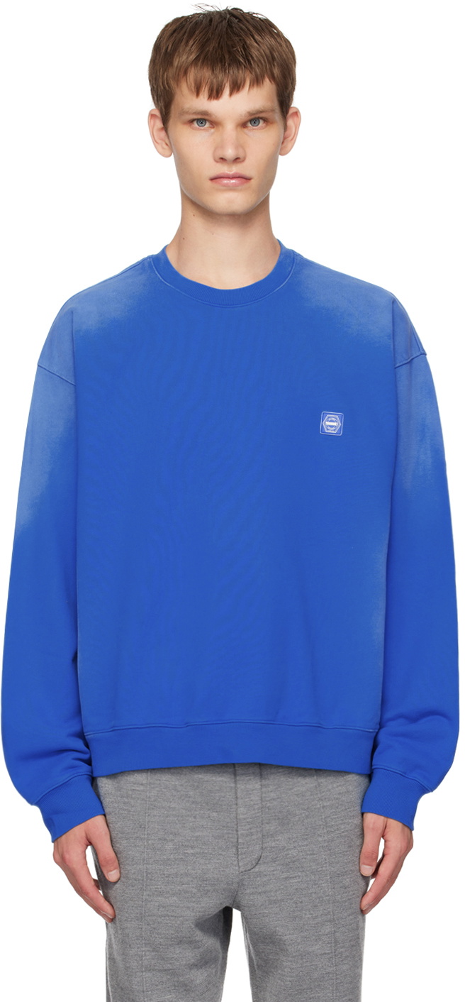 Solid Homme Blue Dyeing Back Logo Sweatshirt