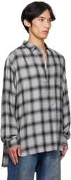 stein Gray Check Oversized Down Pullover Shirt