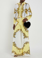 Alice + Olivia Ojai Printed Wide-leg Georgette Trousers Yellow