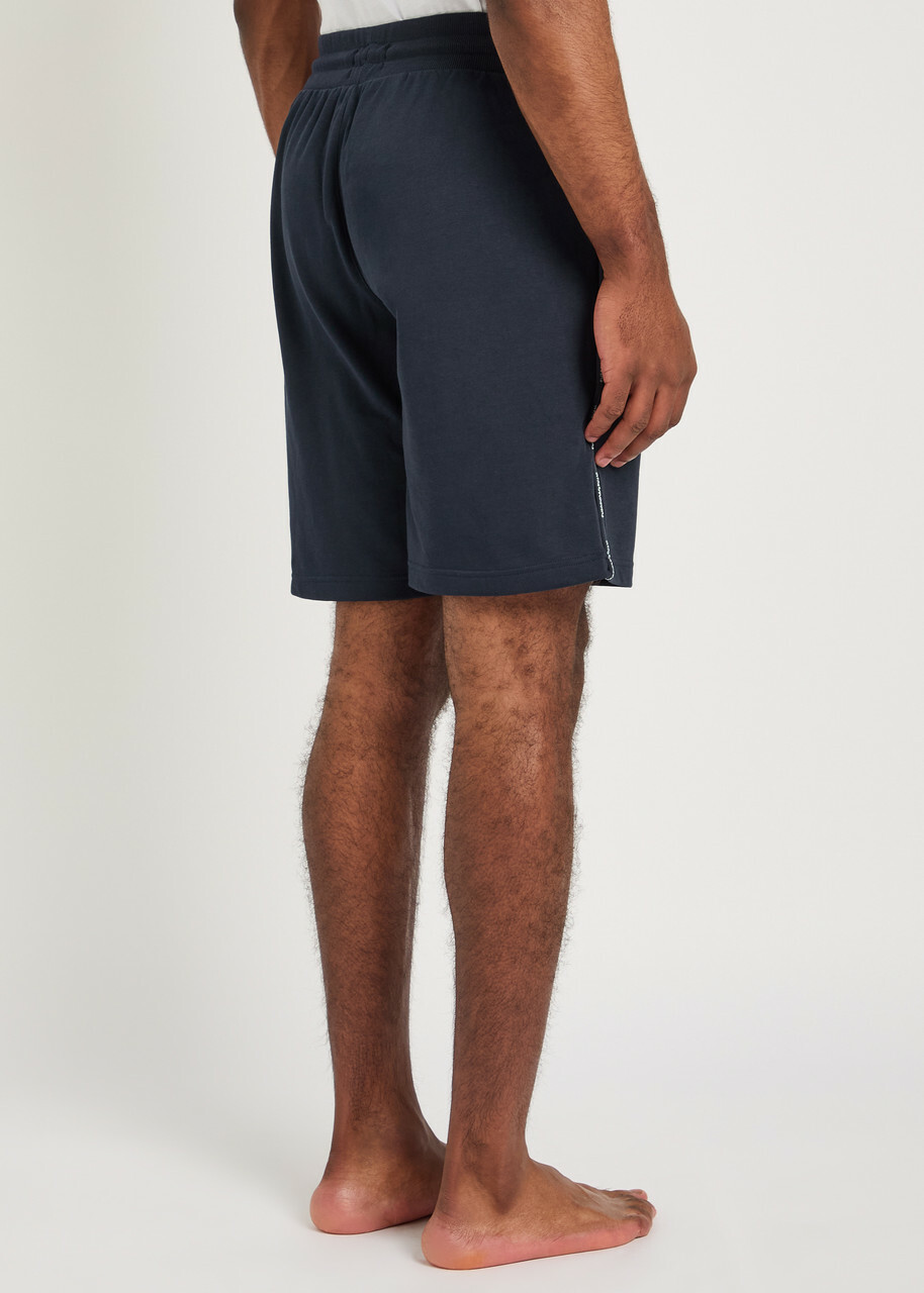 Emporio Armani Logo Cotton-blend Shorts Navy