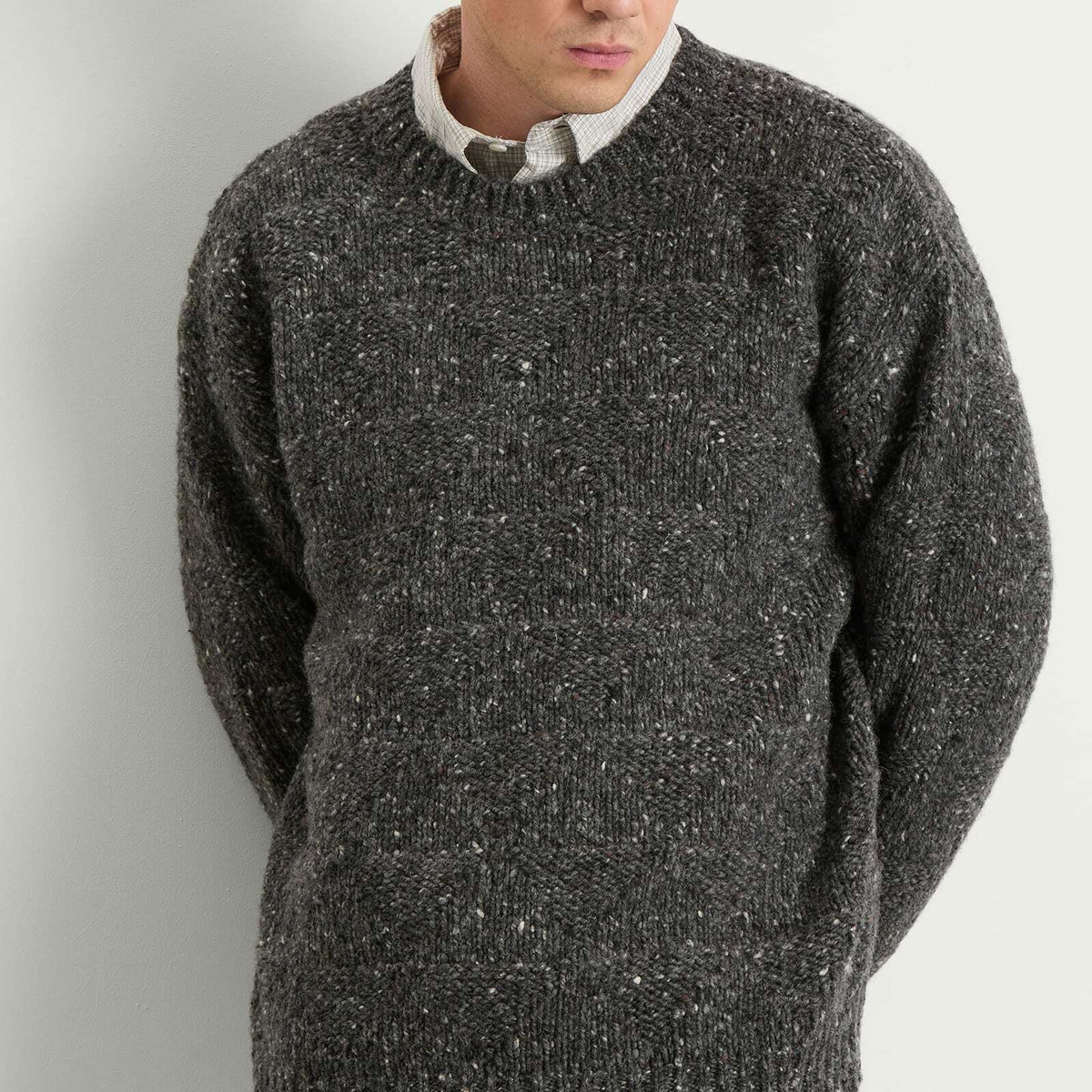 Norse Projects Men's Jonas Donegal Diamond Sweater in Charcoal Grey