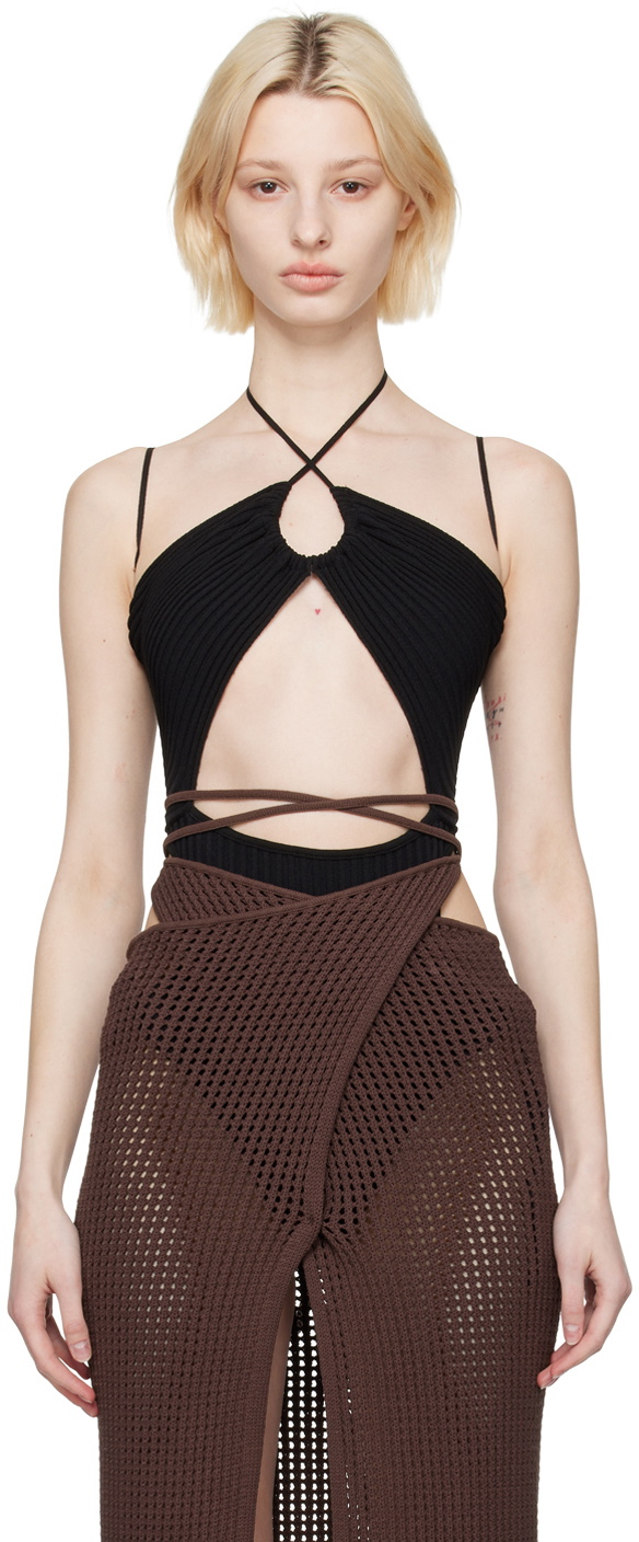 ANDREĀDAMO Black Sleeveless Bodysuit