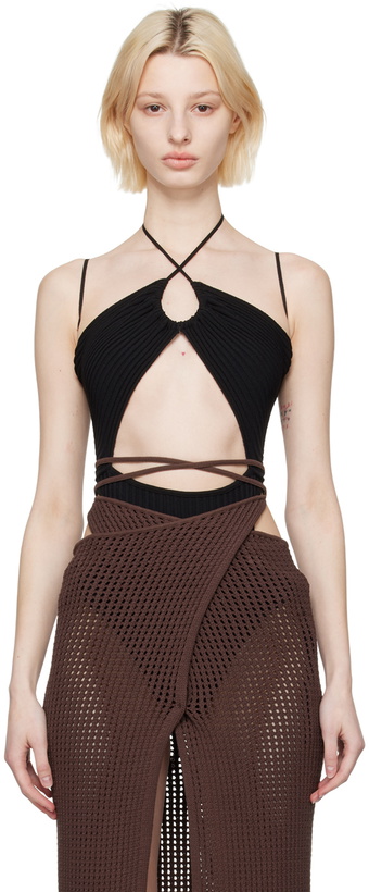 Photo: ANDREĀDAMO Black Sleeveless Bodysuit