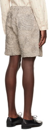 Karu Research Off-White Kantha Embroidery Shorts