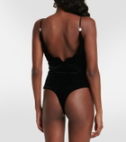 Galvan Scalloped velvet bodysuit