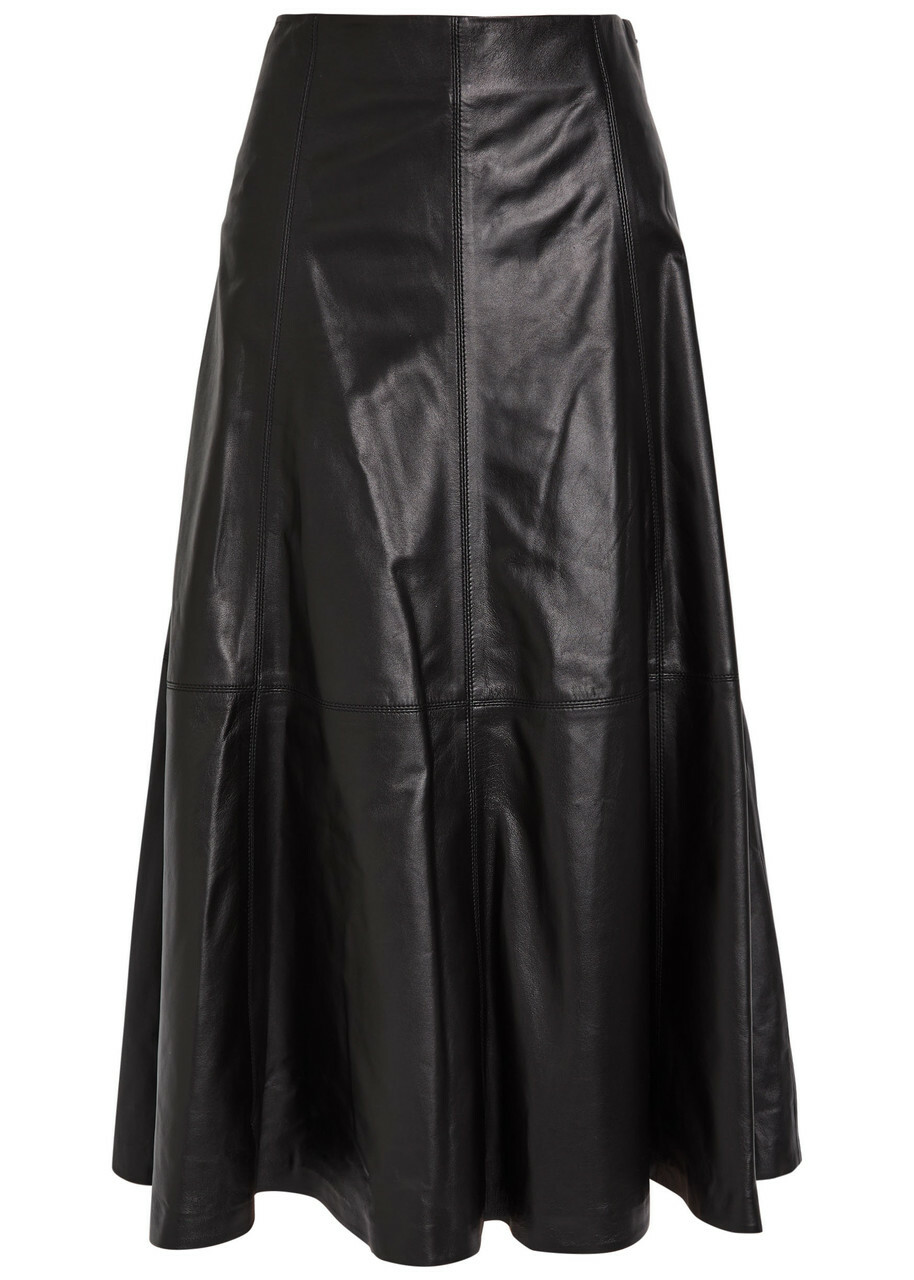 Simkhai Ryma Panelled Leather Midi Skirt Black
