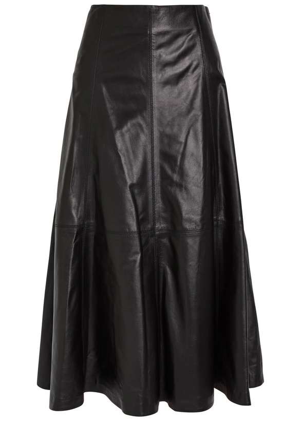 Photo: Simkhai Ryma Panelled Leather Midi Skirt Black