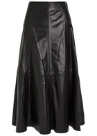 Simkhai Ryma Panelled Leather Midi Skirt Black