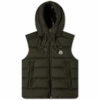 Moncler Men's Cardamine Logo Hooded Gilet in Millitary Green