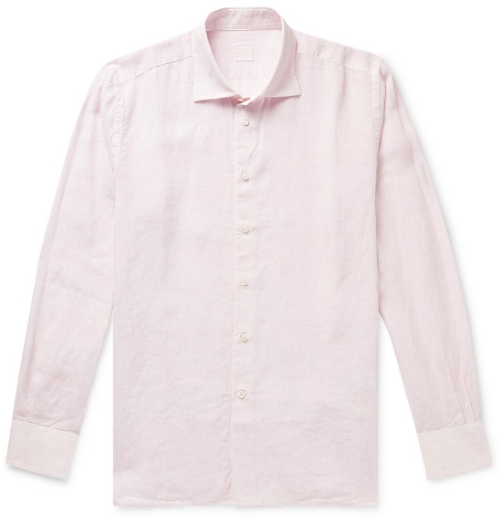 Photo: 120% - Slim-Fit Garment-Dyed Linen Shirt - Pink